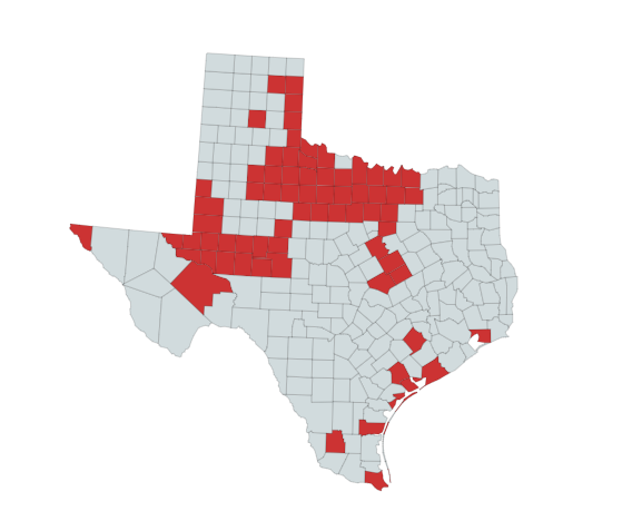 Map of the Massasauga Range in Texas