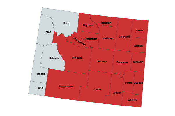 Map of the Prairie Rattlesnake Range in Wyoming