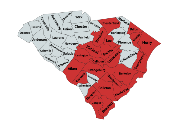 Map of the Cottonmouth Range in South Carolina