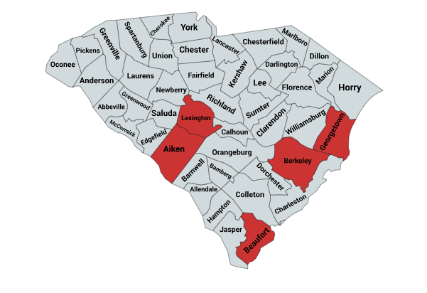 Map of the Eastern Coral Snake Range in South Carolina