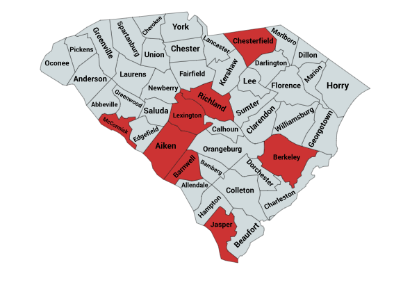 Map of the Pygmy Rattlesnake Range in South Carolina