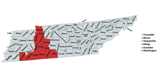 Map of the Pygmy Rattlesnake Range in Tennessee