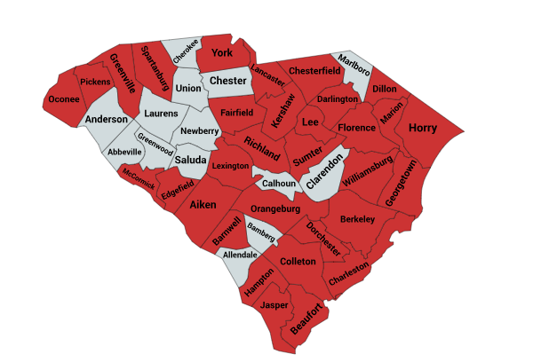 Map of the Timber Rattlesnake Range in South Carolina