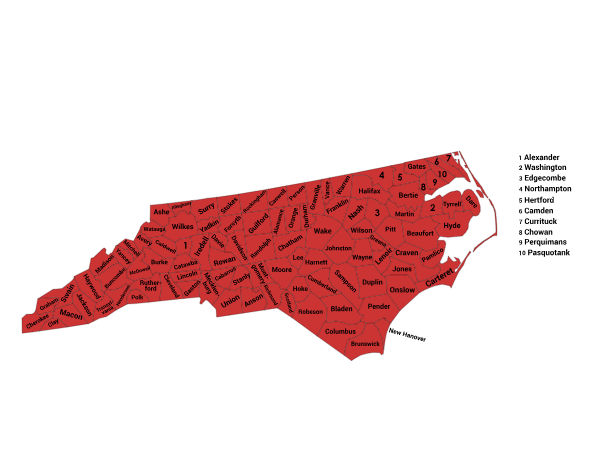 Map of the Copperhead Range in North Carolina