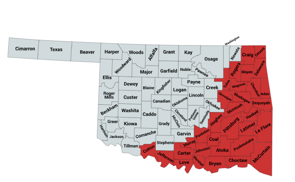 Map of the Cottonmouth Range in Oklahoma