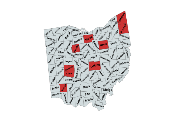 Map of the Massasauga Rattlesnake Range in Ohio