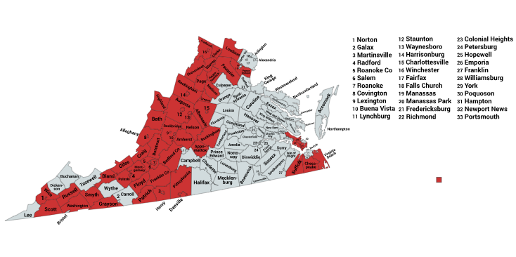 Map of the Timber Rattlesnake Range in Virginia