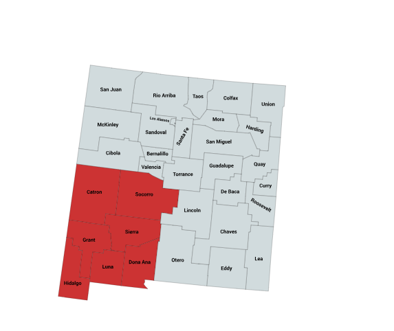 Map of the Banded Rock Rattlesnake Range in New Mexico