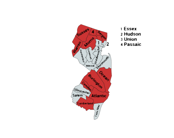 Map of the Timber Rattlesnake Range in New Jersey