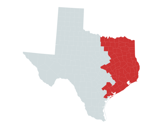 Map of the Pygmy Rattlesnake Range in Texas