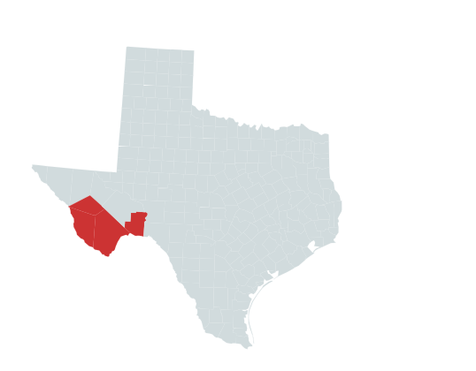 Map of the Trans Pecos copperhead Range in Texas